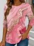 Women Abstract Long Sleeve Tee T-shirt Crew Neck Printing Casual Spring/Fall Graphic Tee Top