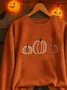 Women Halloween (pumpkin) Crew Neck Printing Casual Spring/Fall Long Sleeve Sweatshirt