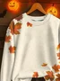 Women Maple Leaf Crew Neck Printing Casual Spring/Fall Long Sleeve Sweatshirt