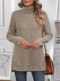 Women Plain Long Sleeve Tee T-shirt Turtleneck Split Joint Vintage Spring/Fall Top