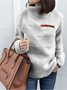 Women Plain Split Joint Winter Casual Long Sleeve Crew Neck Cotton Sweater