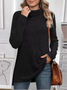 Women Plain Long Sleeve Tee T-shirt Turtleneck Split Joint Vintage Spring/Fall Top