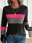 Women Leopard Long Sleeve Tee T-shirt Crew Neck Printing Casual Spring/Fall Graphic Tee Top