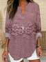 Women Floral Long Sleeve Blouse Spring/Fall Printing V Neck Daily Casual Top