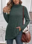 Women Plain Long Sleeve Tee T-shirt Turtleneck Split Joint Vintage Spring/Fall Top