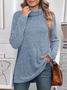 Women Plain Long Sleeve Tee T-shirt Turtleneck Split Joint Vintage Spring/Fall Top
