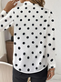 Women Polka Dots Long Sleeve Shirt Spring/Fall Buckle Shirt Collar Regular Sleeve Daily Casual Top