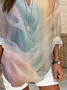 Women Abstract Long Sleeve Blouse Spring/Fall Printing V Neck Daily Casual Top