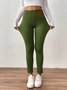 Women Plain Casual Winter Long Leggings