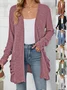 Women Plain Spring/Fall Cover-up Vintage Gathered Lightweight Cardigan