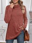 Women Plain Long Sleeve Tee T-shirt Turtleneck Split Joint Vintage Spring/Fall Top