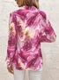 Women Abstract Long Sleeve Shirt Spring/Fall Buckle Shirt Collar Regular Sleeve Daily Casual Top
