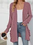 Women Plain Spring/Fall Cover-up Vintage Gathered Lightweight Cardigan
