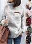 Women Plain Split Joint Winter Casual Long Sleeve Crew Neck Cotton Sweater