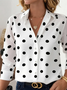 Women Polka Dots Long Sleeve Shirt Spring/Fall Buckle Shirt Collar Regular Sleeve Daily Casual Top