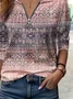 Women Ethnic Crew Neck Printing Casual Spring/Fall Long Sleeve Sweatshirt