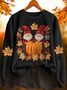 Women Maple Leaf Crew Neck Printing Casual Spring/Fall Long Sleeve Sweatshirt