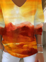 Women Abstract Long Sleeve Tee T-shirt V Neck Printing Casual Spring/Fall Top