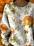 Women Floral Printing Spring/Fall Casual Long Sleeve Crew Neck Knitted Sweater