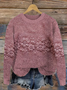 Women Floral Printing Spring/Fall Casual Long Sleeve Crew Neck Knitted Sweater