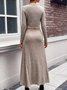 Women Plain Split Joint Two-Piece Set Daily Long Sleeve Casual Spring/Fall Top With Skirt Matching Set