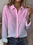 Women Abstract Long Sleeve Shirt Spring/Fall Buckle Shirt Collar Regular Sleeve Daily Casual Top