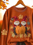 Women Maple Leaf Crew Neck Printing Casual Spring/Fall Long Sleeve Sweatshirt