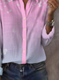 Women Abstract Long Sleeve Shirt Spring/Fall Buckle Shirt Collar Regular Sleeve Daily Casual Top