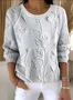 Women Floral Spring/Fall Vintage Long Sleeve Crew Neck Cotton Sweater