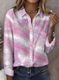 Women Abstract Long Sleeve Shirt Spring/Fall Buckle Shirt Collar Regular Sleeve Daily Casual Top