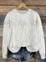 Women Floral Printing Spring/Fall Casual Long Sleeve Crew Neck Knitted Sweater
