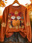Women Maple Leaf Crew Neck Printing Casual Spring/Fall Long Sleeve Sweatshirt