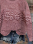 Women Floral Printing Spring/Fall Casual Long Sleeve Crew Neck Knitted Sweater