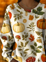 Women Floral Printing Spring/Fall Casual Long Sleeve Crew Neck Knitted Sweater