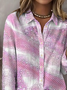 Women Abstract Long Sleeve Shirt Spring/Fall Buckle Shirt Collar Regular Sleeve Daily Casual Top