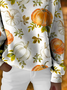 Women Floral Printing Spring/Fall Casual Long Sleeve Crew Neck Knitted Sweater