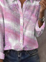 Women Abstract Long Sleeve Shirt Spring/Fall Buckle Shirt Collar Regular Sleeve Daily Casual Top