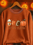 Women Maple Leaf Crew Neck Printing Casual Spring/Fall Long Sleeve Sweatshirt