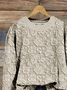 Women Floral Printing Spring/Fall Casual Long Sleeve Crew Neck Knitted Sweater