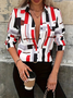 Women Abstract Long Sleeve Shirt Spring/Fall Buckle Shirt Collar Regular Sleeve Daily Casual Top