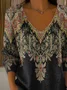 Women Floral Long Sleeve Tee T-shirt V Neck Printing Casual Spring/Fall Top