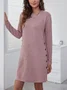 Women Plain Long Sleeve Spring/Fall Split Joint Dress Crew Neck Daily Vintage Midi Shift Dress A-Line Dress
