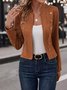 Women Plain Spring/Fall Outerwear Vintage Split Joint Long Sleeve Stand Collar Regular Blazer