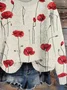 Women Floral Printing Spring/Fall Casual Long Sleeve Crew Neck Knitted Sweater