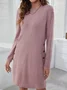 Women Plain Long Sleeve Spring/Fall Split Joint Dress Crew Neck Daily Vintage Midi Shift Dress A-Line Dress