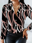 Women Abstract Long Sleeve Shirt Spring/Fall Buckle Shirt Collar Regular Sleeve Daily Casual Top