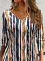 Women Striped Long Sleeve Tee T-shirt V Neck Printing Casual Spring/Fall Graphic Tee Top