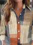 Women Abstract Long Sleeve Shirt Spring/Fall Buckle Shirt Collar Regular Sleeve Daily Casual Top