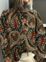 Women Floral Printing Spring/Fall Vintage Long Sleeve Turtleneck Sweater