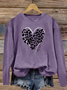 Women Leopard Crew Neck Printing Casual Spring/Fall Long Sleeve Sweatshirt